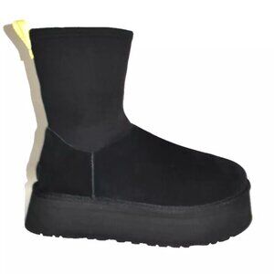 UGG Classic Dipper Boot Platform Black Suede Size 10 1144031 DD424